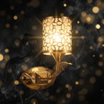Globe Wall Lamp Golden Chrome Glass