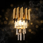 Globe Wall Lamp Golden Chrome Glass Black Pipe