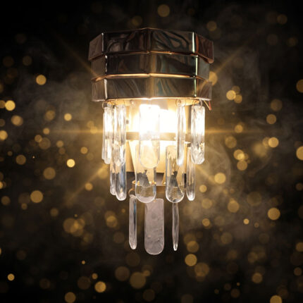 Wall Lamp Golden Chrome Glass